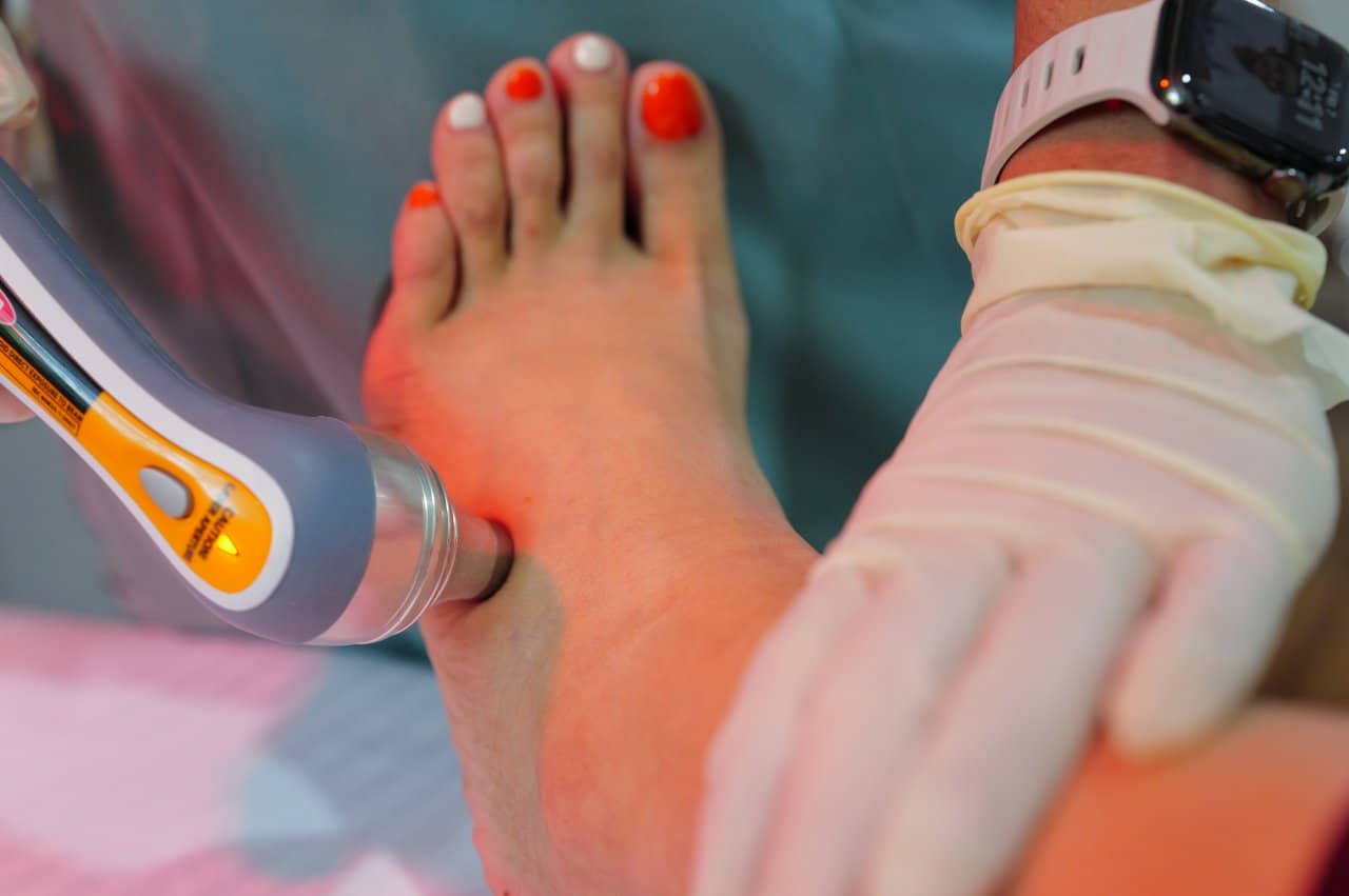 Physiotherapy Ultrasound Therapy Foot Arch Red Glow Active Treatment - integrative healthcare treatment at Healers Clinic Dubai